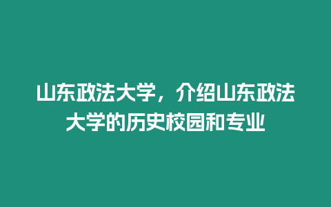 山東政法大學，介紹山東政法大學的歷史校園和專業