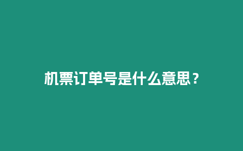 機票訂單號是什么意思？