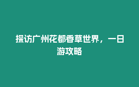 探訪廣州花都香草世界，一日游攻略