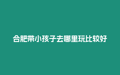 合肥帶小孩子去哪里玩比較好