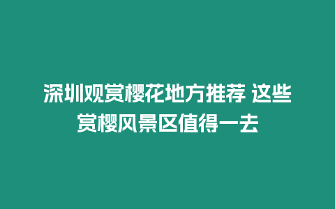 深圳觀賞櫻花地方推薦 這些賞櫻風景區值得一去