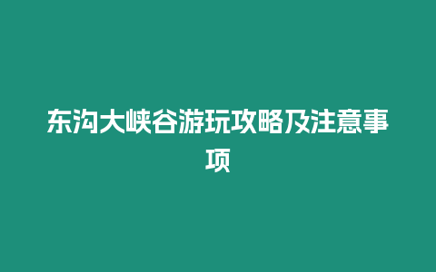 東溝大峽谷游玩攻略及注意事項