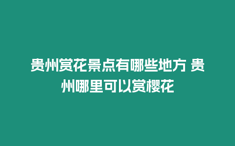 貴州賞花景點有哪些地方 貴州哪里可以賞櫻花