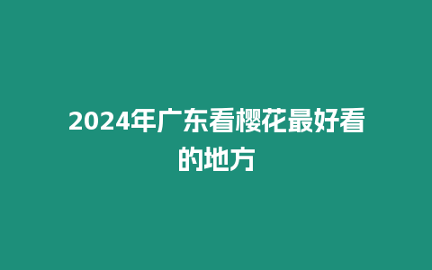 2024年廣東看櫻花最好看的地方