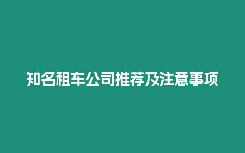 知名租車公司推薦及注意事項