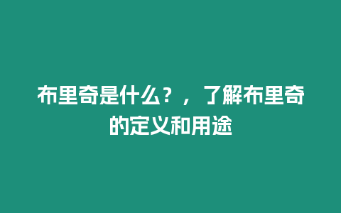 布里奇是什么？，了解布里奇的定義和用途