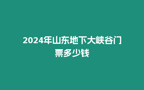 2024年山東地下大峽谷門票多少錢