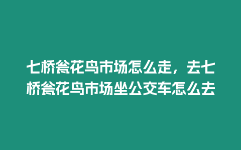 七橋甕花鳥市場怎么走，去七橋甕花鳥市場坐公交車怎么去