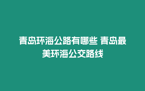 青島環(huán)海公路有哪些 青島最美環(huán)海公交路線