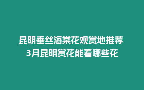 昆明垂絲海棠花觀賞地推薦 3月昆明賞花能看哪些花