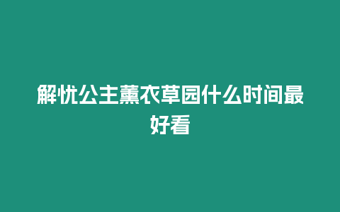 解憂公主薰衣草園什么時間最好看