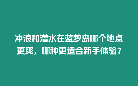 沖浪和潛水在藍夢島哪個地點更爽，哪種更適合新手體驗？