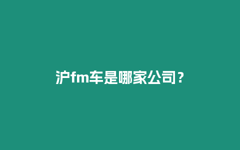 滬fm車是哪家公司？