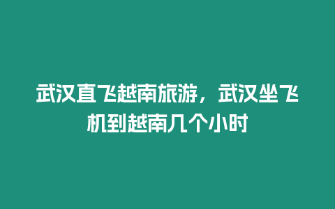 武漢直飛越南旅游，武漢坐飛機(jī)到越南幾個(gè)小時(shí)