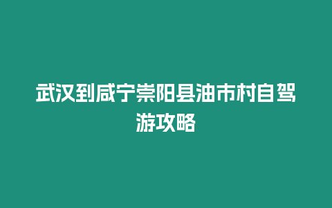 武漢到咸寧崇陽縣油市村自駕游攻略