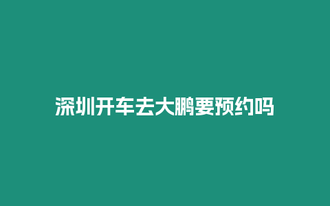 深圳開車去大鵬要預(yù)約嗎