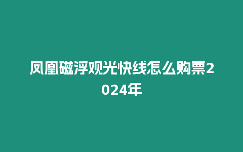 鳳凰磁浮觀光快線怎么購票2024年