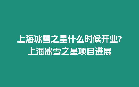 上海冰雪之星什么時候開業?上海冰雪之星項目進展