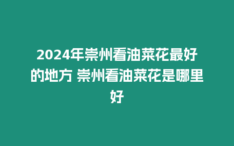 2024年崇州看油菜花最好的地方 崇州看油菜花是哪里好