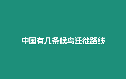 中國有幾條候鳥遷徙路線