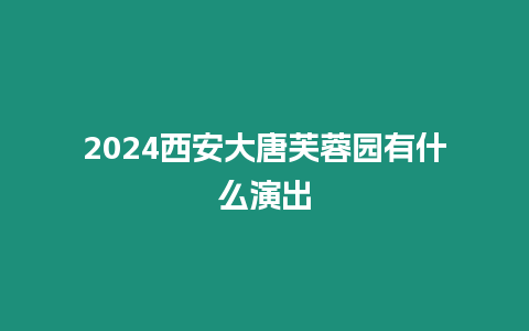 2024西安大唐芙蓉園有什么演出