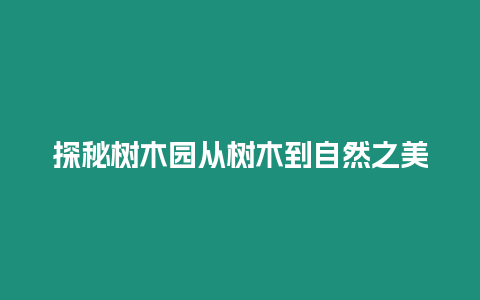 探秘樹木園從樹木到自然之美