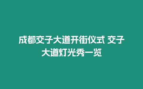 成都交子大道開街儀式 交子大道燈光秀一覽