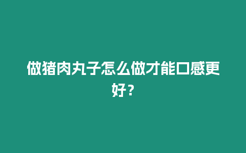 做豬肉丸子怎么做才能口感更好？