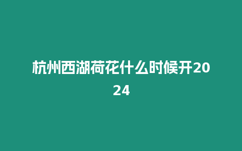 杭州西湖荷花什么時候開2024