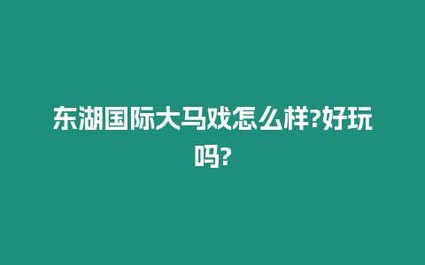 東湖國際大馬戲怎么樣?好玩嗎?