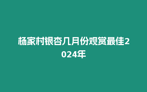 楊家村銀杏幾月份觀賞最佳2024年