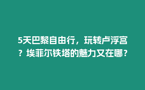 5天巴黎自由行，玩轉(zhuǎn)盧浮宮？埃菲爾鐵塔的魅力又在哪？