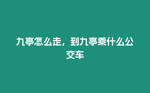 九亭怎么走，到九亭乘什么公交車