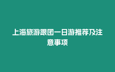 上海旅游跟團(tuán)一日游推薦及注意事項(xiàng)