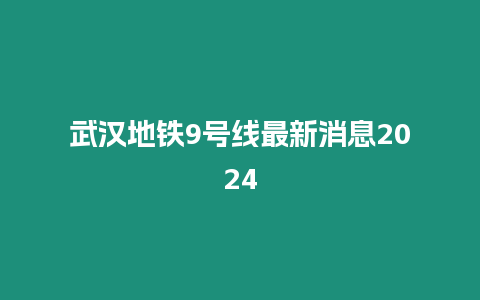 武漢地鐵9號線最新消息2024