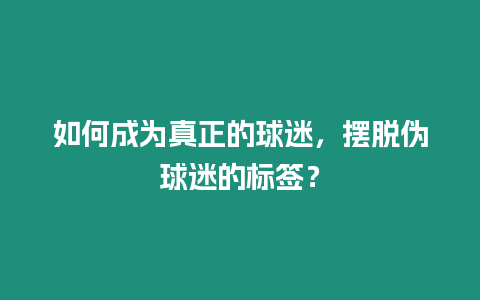 如何成為真正的球迷，擺脫偽球迷的標簽？