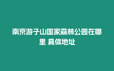 南京游子山國家森林公園在哪里 具體地址