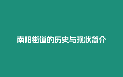 南陽街道的歷史與現狀簡介