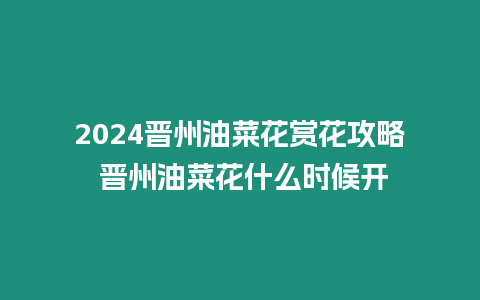 2024晉州油菜花賞花攻略 晉州油菜花什么時候開