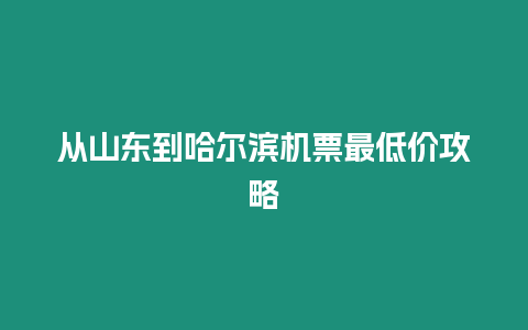 從山東到哈爾濱機(jī)票最低價(jià)攻略