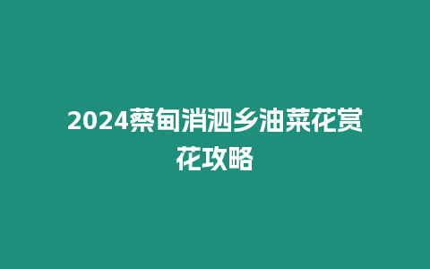 2024蔡甸消泗鄉(xiāng)油菜花賞花攻略