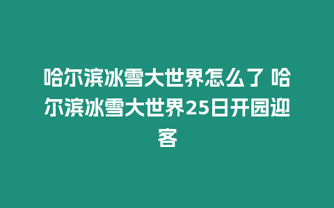 哈爾濱冰雪大世界怎么了 哈爾濱冰雪大世界25日開園迎客