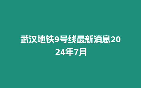 武漢地鐵9號線最新消息2024年7月