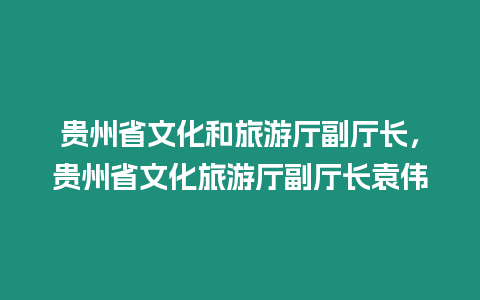 貴州省文化和旅游廳副廳長，貴州省文化旅游廳副廳長袁偉