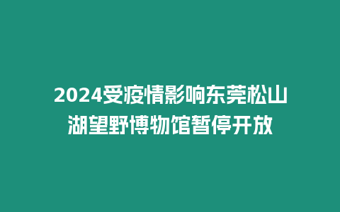 2024受疫情影響東莞松山湖望野博物館暫停開放