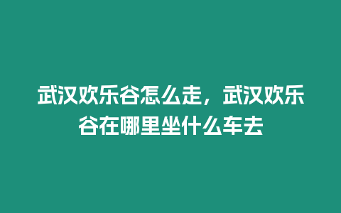 武漢歡樂谷怎么走，武漢歡樂谷在哪里坐什么車去