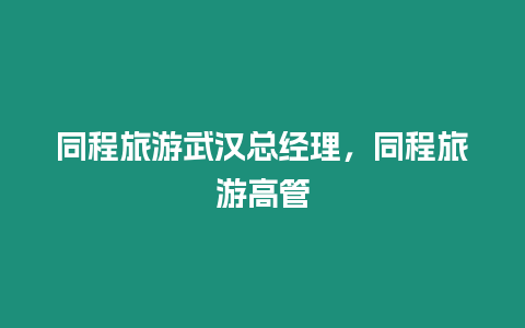 同程旅游武漢總經理，同程旅游高管