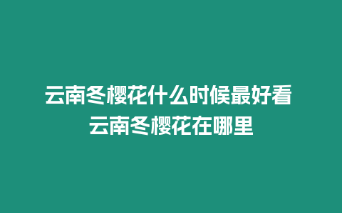 云南冬櫻花什么時候最好看 云南冬櫻花在哪里