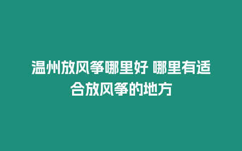 溫州放風箏哪里好 哪里有適合放風箏的地方