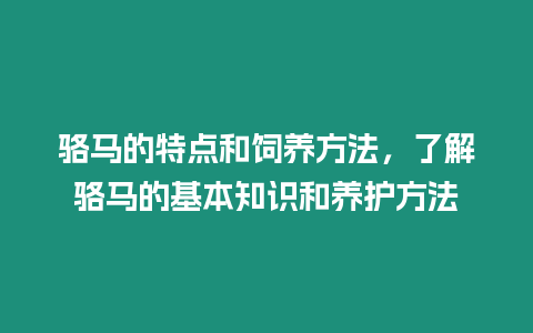 駱馬的特點和飼養方法，了解駱馬的基本知識和養護方法